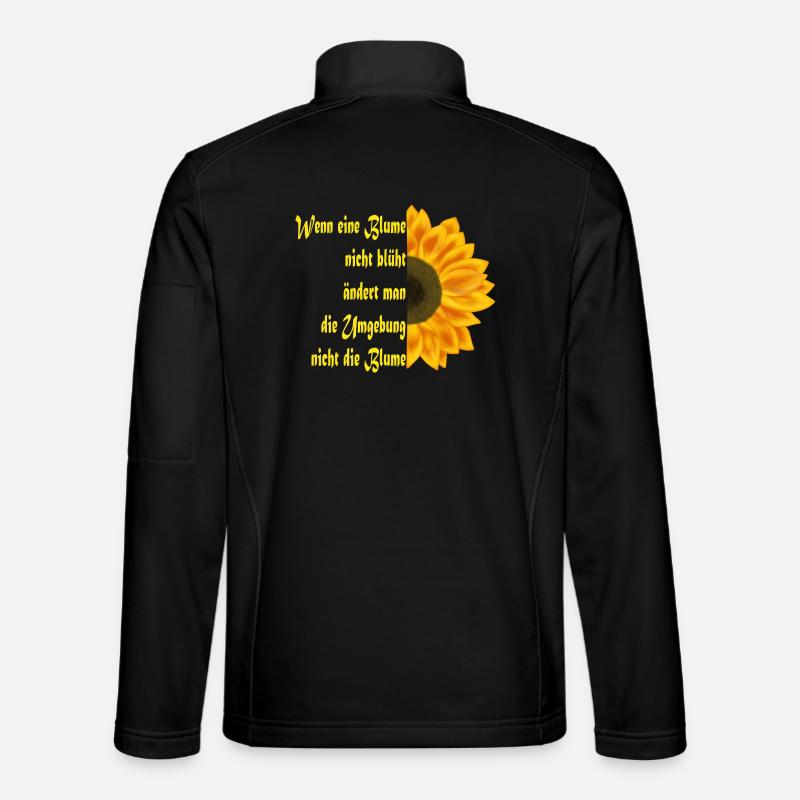 Sonnenblume trifft Textkunst - Unisex Softshelljacke - Schwarz