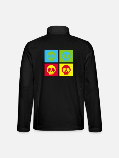 Pop-Art-Manga-Totenkopf - Unisex Softshelljacke - Schwarz - Hinten