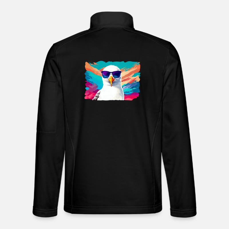 Lustige Möwe mit Sonnenbrille - Unisex Softshelljacke - Schwarz