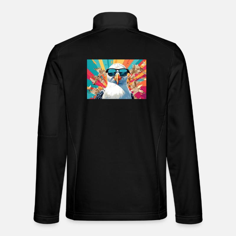 Cool seagull in the fray - Unisex Softshell Jacket - black