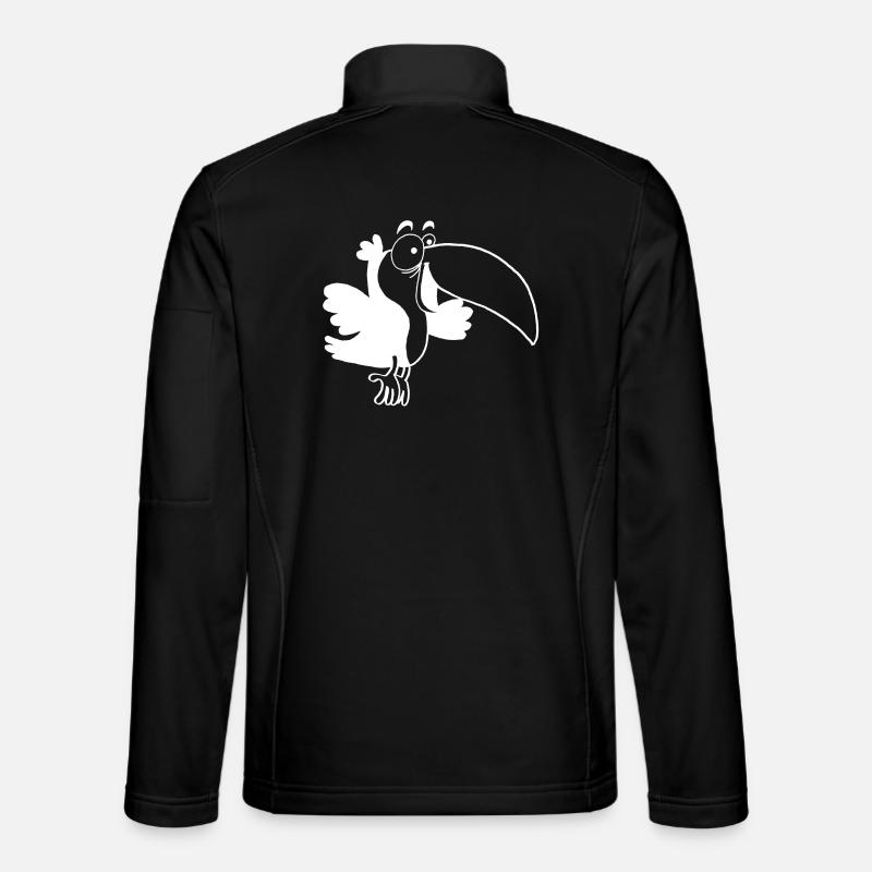 White Toucan Bird - Unisex Softshell Jacket - black