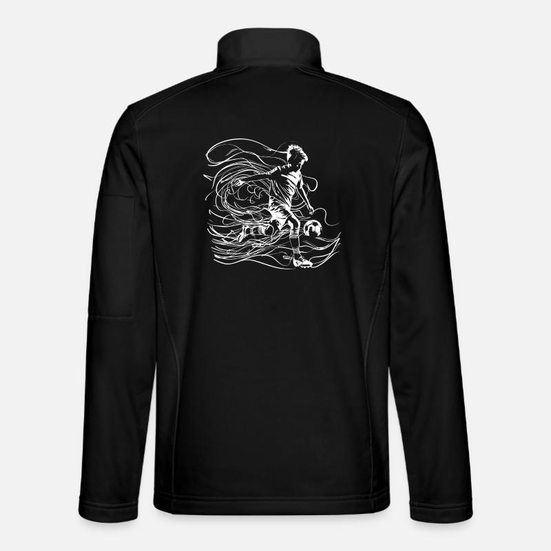 Fußball Junge Zeichnung - Unisex Softshelljacke - Schwarz
