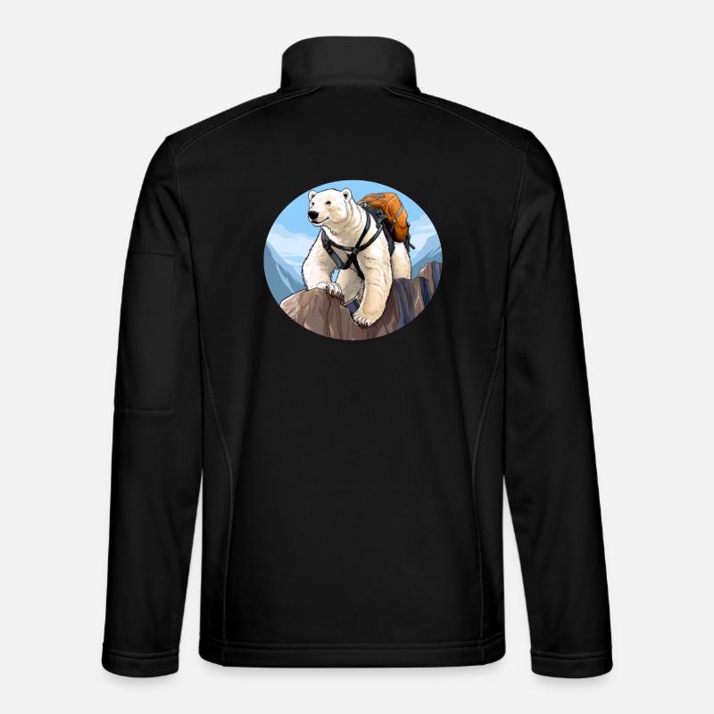 Eisbären Wandern / Bergsteiger Eisbär - Unisex Softshelljacke - Schwarz
