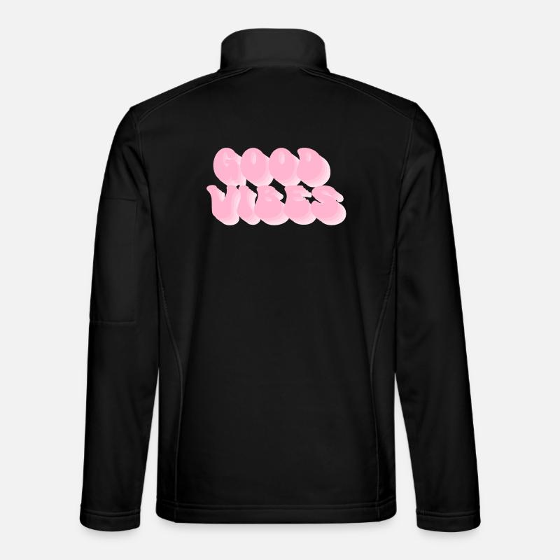 Positive Stimmung – Retro Bubble Schrift - Unisex Softshelljacke - Schwarz