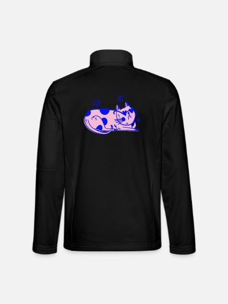 Stylische Katze – Relaxed Retro Vibes - Unisex Softshelljacke - Schwarz - Hinten