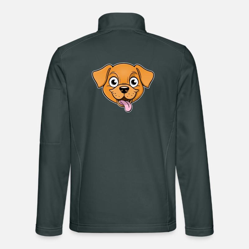 Image joyeuse de la tête d’un chien Veste en tissu softshell Unisexe