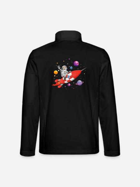 L’astronaute et la fusée rouge dans l’espace. - Veste en tissu softshell Unisexe - noir - Dos
