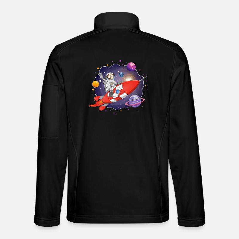 The astronaut on the red rocket in space Unisex Softshell Jacket