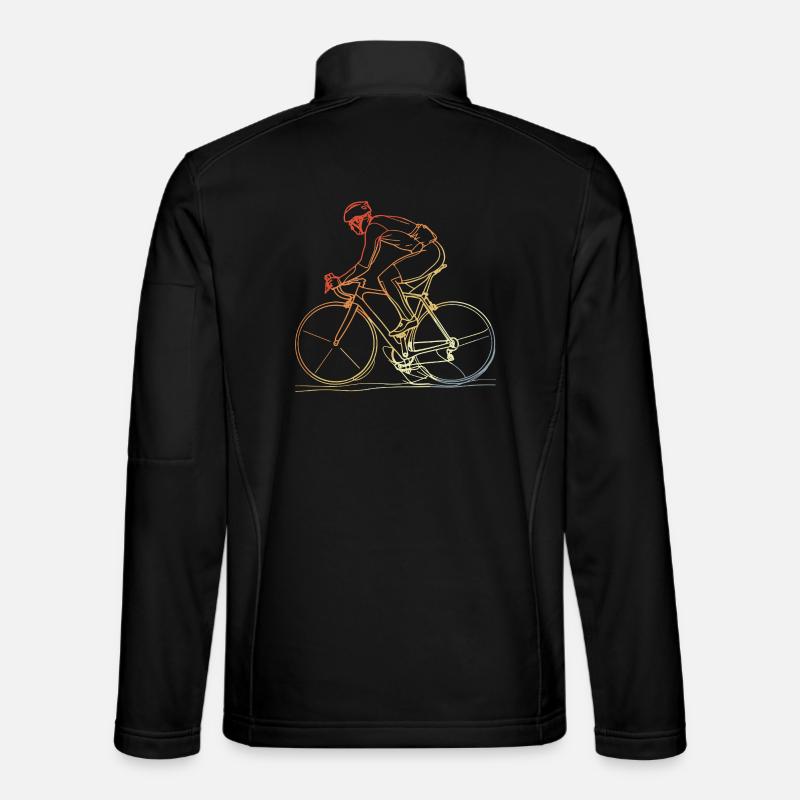 Radfahrer Line Art Retro - Unisex Softshelljacke - Schwarz