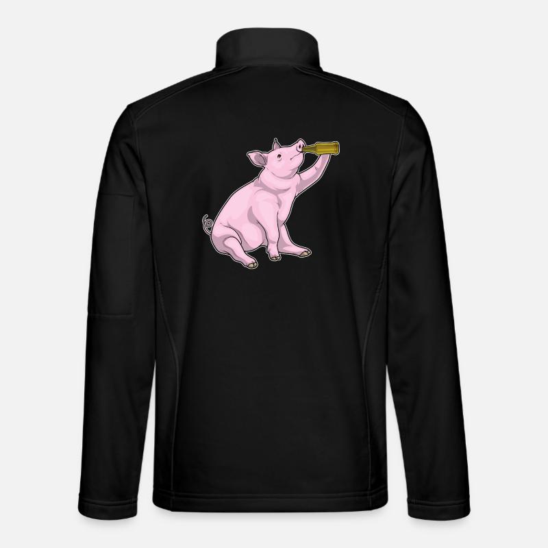 Schwein Flasche Bier - Unisex Softshelljacke - Schwarz