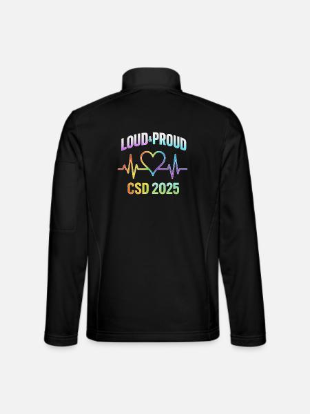 LGBTQ Pride 2025 Heartbeat Design - Unisex Softshell Jacket - black