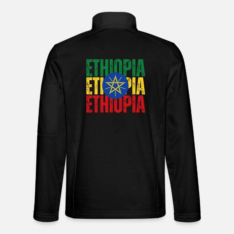 Äthiopische Flagge, Äthiopischer Stolz - Unisex Softshelljacke - Schwarz