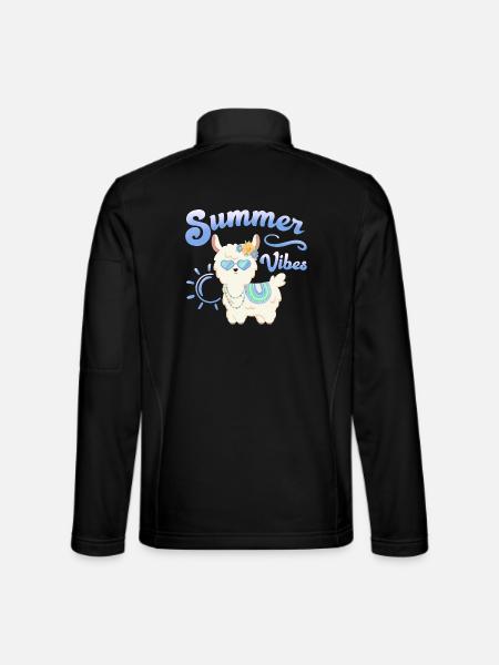 Llama Summer Alpaca - Summer vibes - Summer Mood - Unisex Softshell Jacket - black - Back