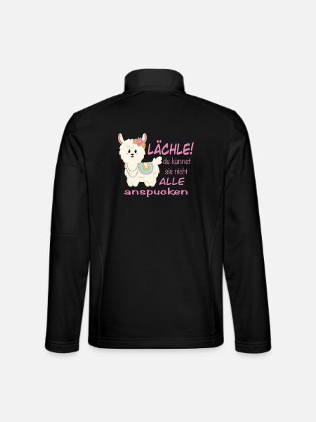 Lama Lächle! lustiger Spruch - Unisex Softshelljacke - Schwarz