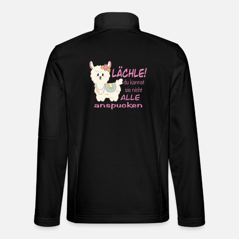 Lama Lächle! lustiger Spruch - Unisex Softshelljacke - Schwarz