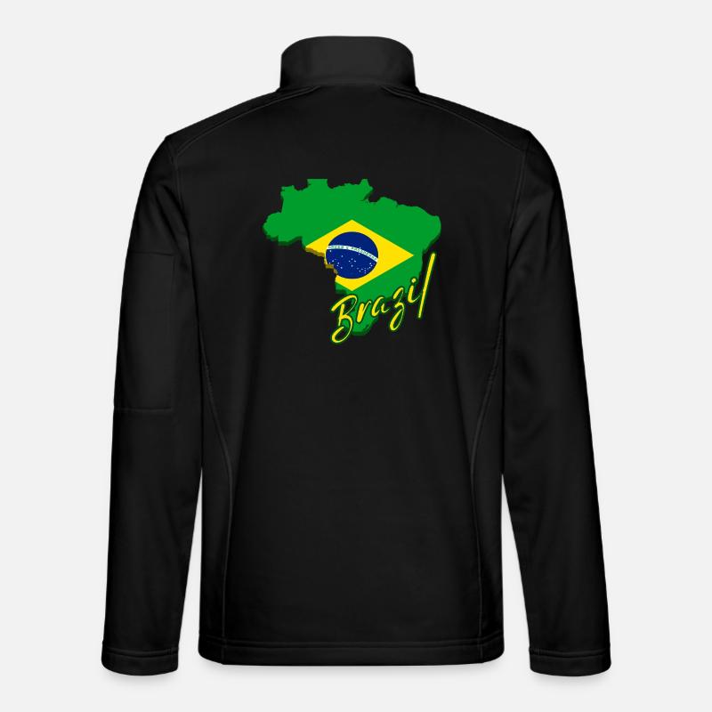 Carte du Brésil, drapeau du Brésil - Veste en tissu softshell Unisexe - noir