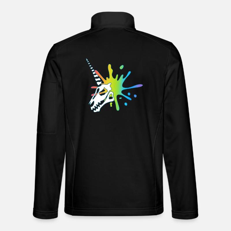 Crâne de licorne et explosion multicolore Veste en tissu softshell Unisexe