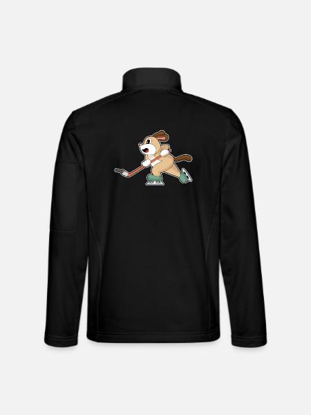 Dog Hockey Hockey Stick - Unisex Softshell Jacket - black - Back