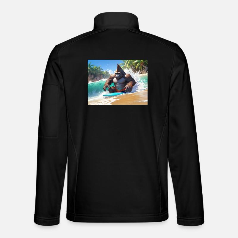 Gorilla surfur tropisch - Unisex Softshelljacke - Schwarz