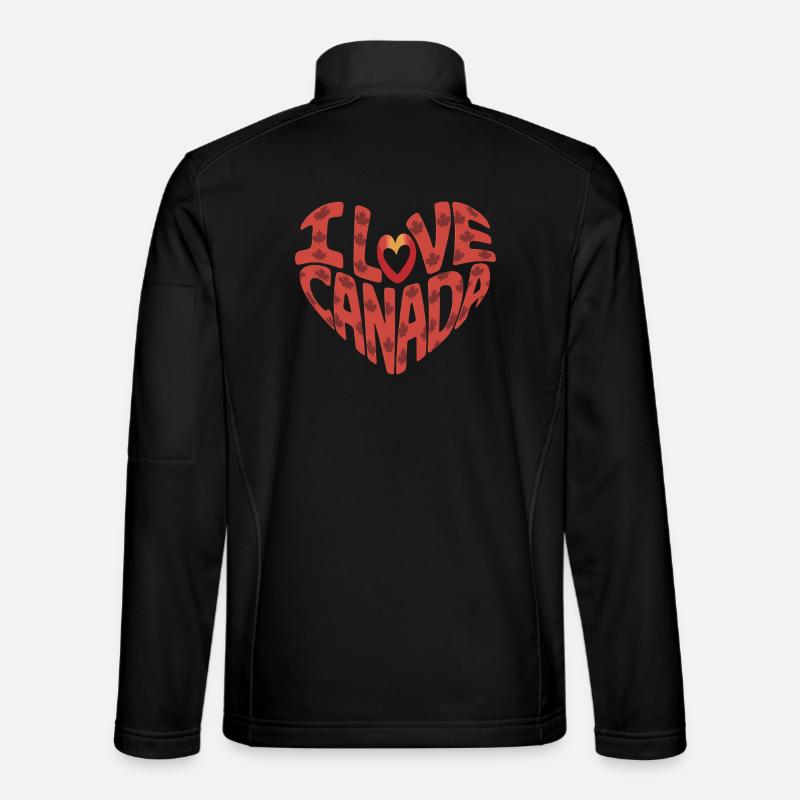 Love Canada heart with maple leaves - Unisex Softshell Jacket - black