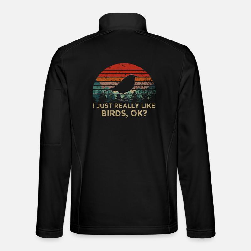 Ich mag einfach Vögel – Vintage Silhouette Vogel Unisex Softshelljacke