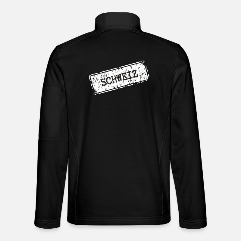Switzerland Stamp Design - Unisex Softshell Jacket - black