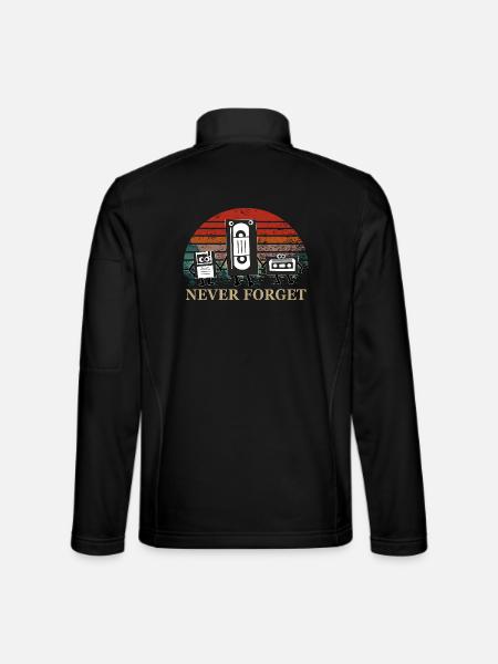 Retro Kassetten-Trio mit Never Forget Theme - Unisex Softshelljacke - Schwarz - Hinten