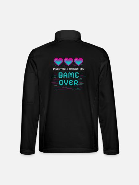 Retro Pixel Heart mit Gaming-Motiv - Unisex Softshelljacke - Schwarz