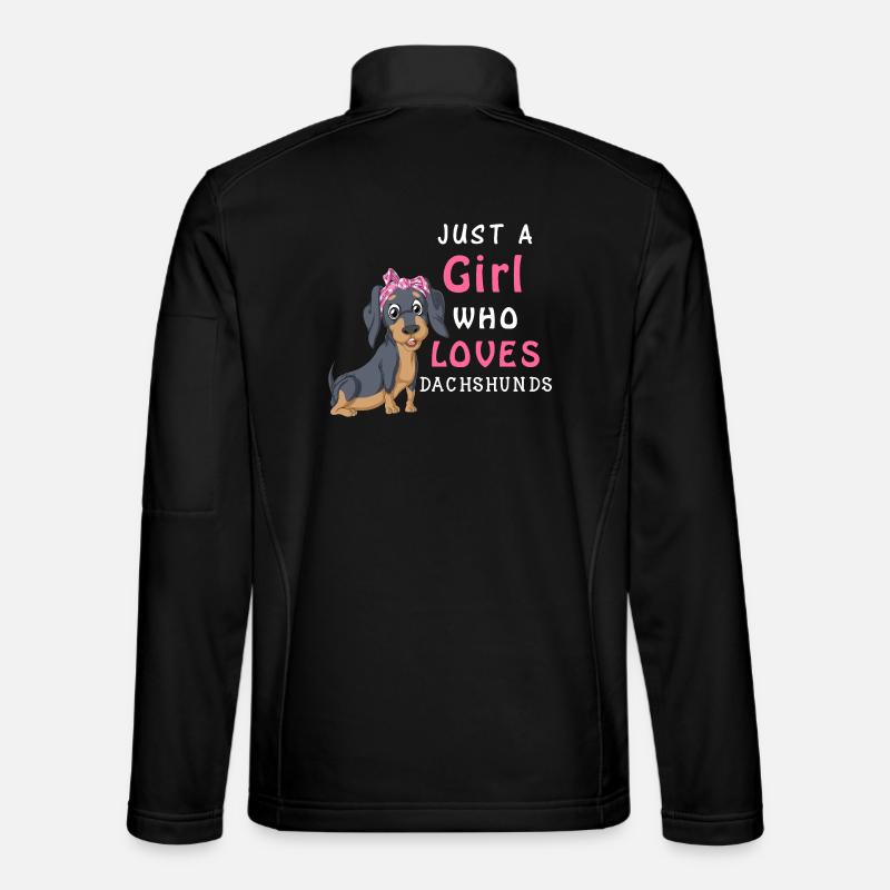 Girl Loves Dachshunds Tee - Unisex Softshell Jacket - black