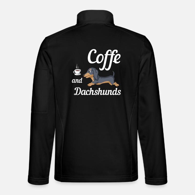 Coffee And Dachshunds Tee - Unisex Softshell Jacket - black