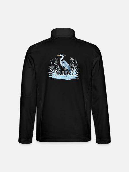 Héron cendré dans le paysage hivernal - Veste en tissu softshell Unisexe - noir - Dos