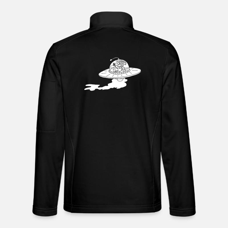 Alien Spaceship (White) - Unisex Softshell Jacket - black