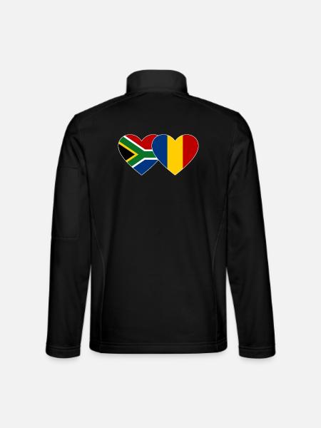 Südafrika Rumänien Flagge Herz - Unisex Softshelljacke - Schwarz