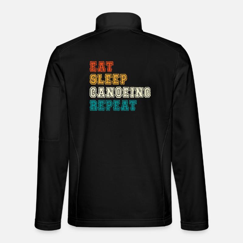 Eat Sleep Canoeing Repeat Farbblock - Unisex Softshelljacke - Schwarz
