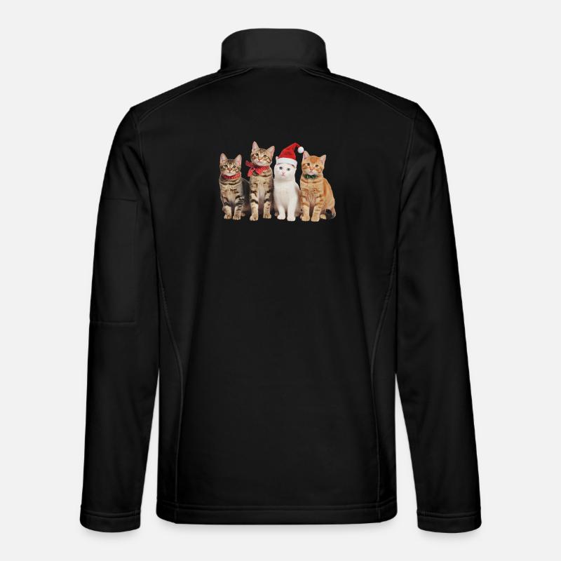 Chat à Noël - Veste en tissu softshell Unisexe - noir