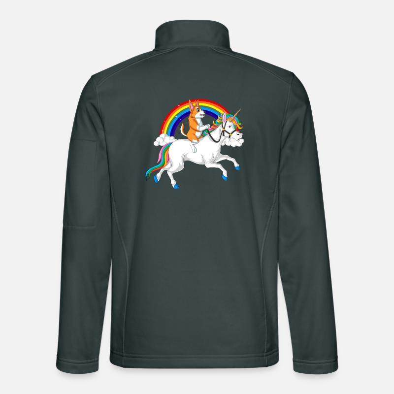 Corgi reitet Einhorn Unisex Softshelljacke