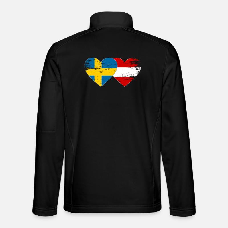 Sweden Austria Flag Heart used - Unisex Softshell Jacket - black
