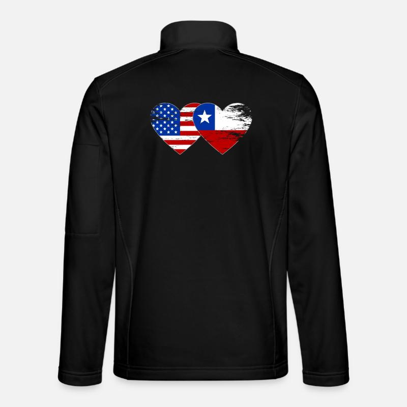 USA Chile Flag Heart - Unisex Softshell Jacket - black