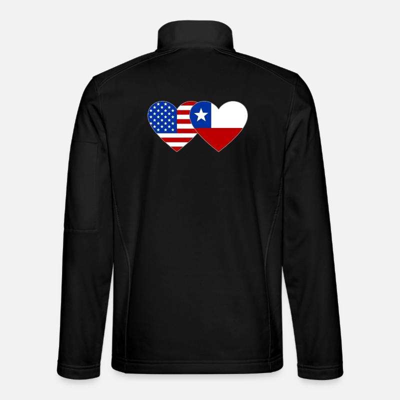 USA Chile Flagge Herz - Unisex Softshelljacke - Schwarz