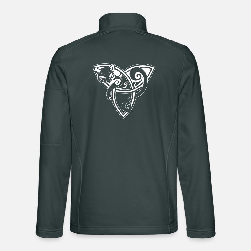 White cat and Celtic symbol Unisex Softshell Jacket