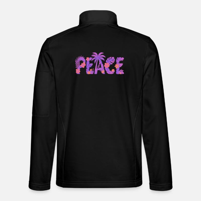 Tropisches Peace im Lila-Blütenstil - Unisex Softshelljacke - Schwarz