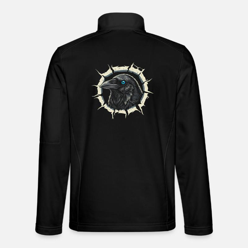 Gothic Krähe guckt aus Riss - Rabe - Unisex Softshelljacke - Schwarz
