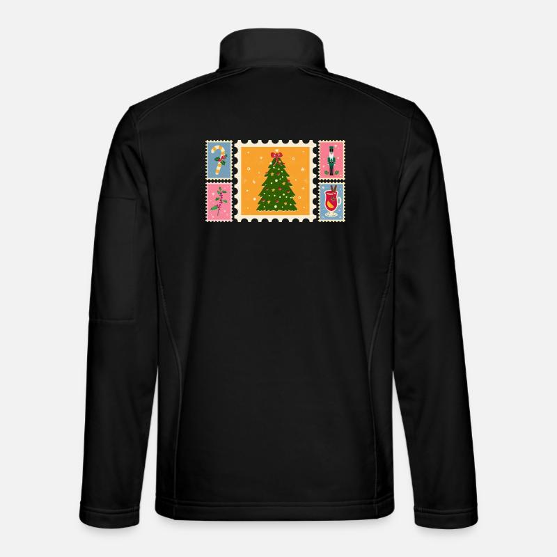 Sapin de Noël en style timbre - Veste en tissu softshell Unisexe - noir