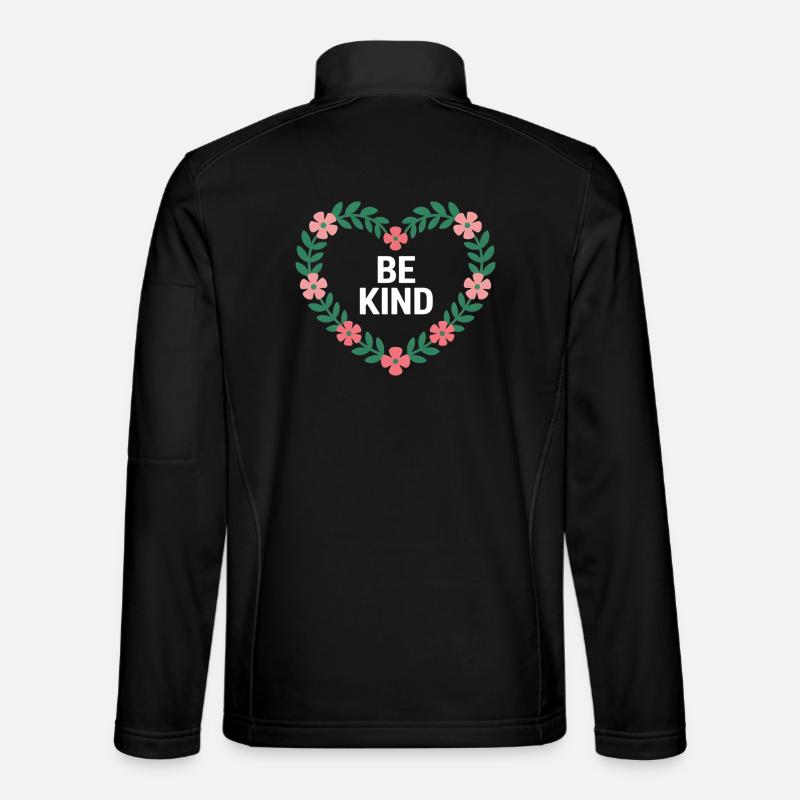 Be Kind Blossom Heart Motif - Unisex Softshell Jacket - black