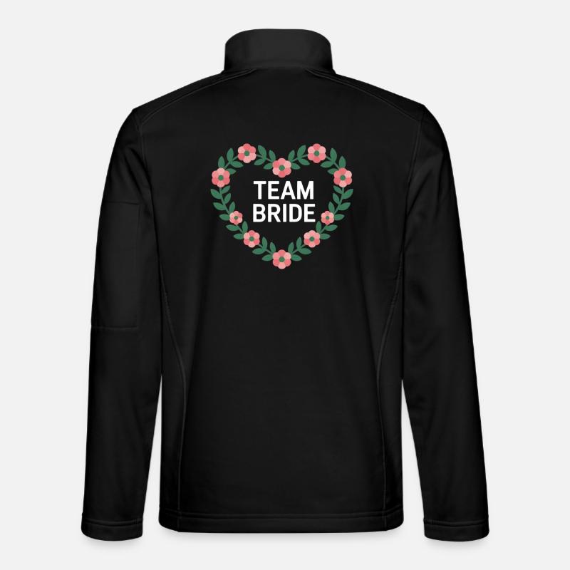 Team Bride Heart Flowers - Unisex Softshell Jacket - black
