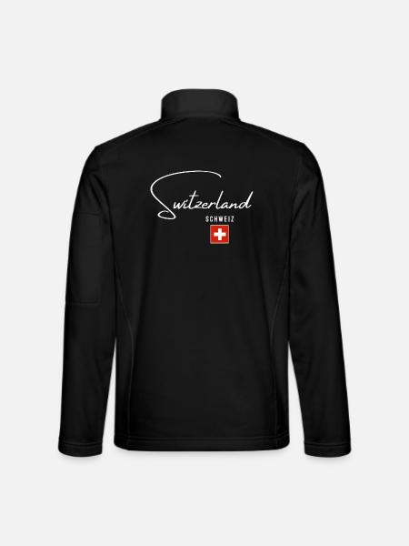 Ich liebe die Schweiz, minimalistisches, schlankes Design - Unisex Softshelljacke - Schwarz - Hinten