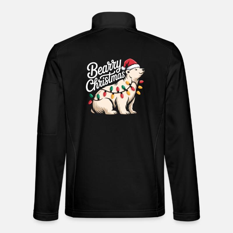 Bearry Christmas Bear Santa Xmas - Unisex Softshell Jacket - black