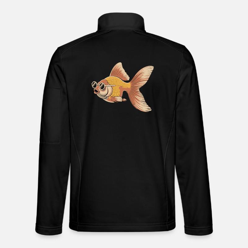 Goldfish with Glasses Retro - Unisex Softshell Jacket - black