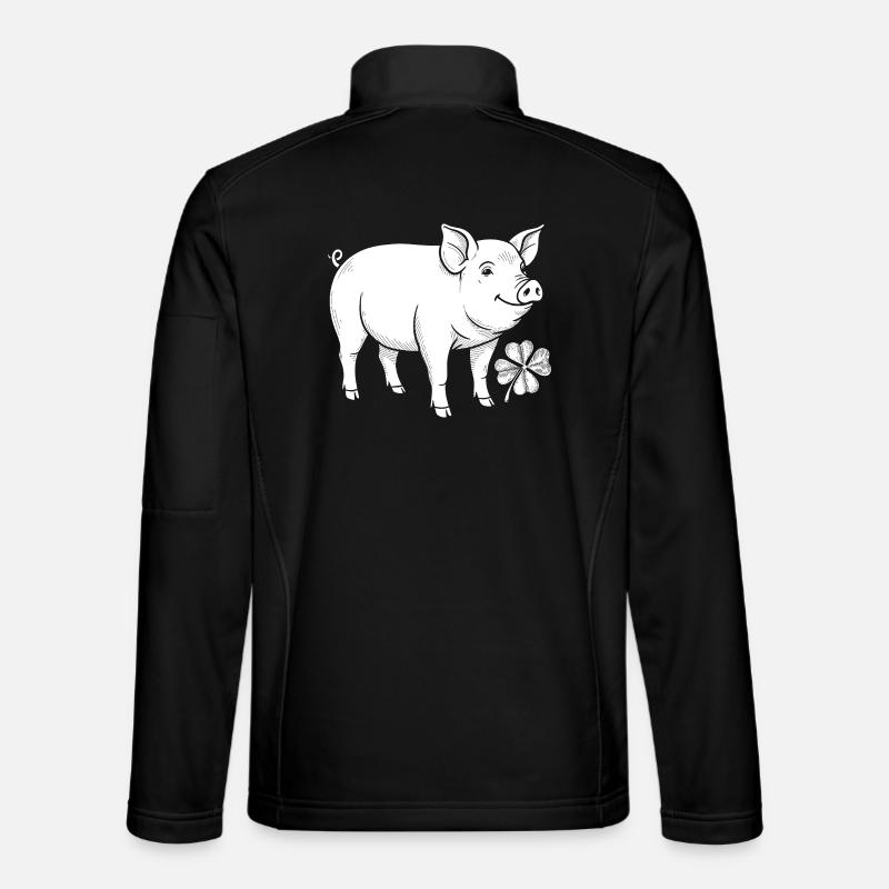 Glücksschwein Kleeblatt - Unisex Softshelljacke - Schwarz