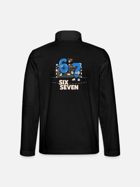 67 Six Seven meme Handball - Lustiges Geschenk - Unisex Softshelljacke - Schwarz